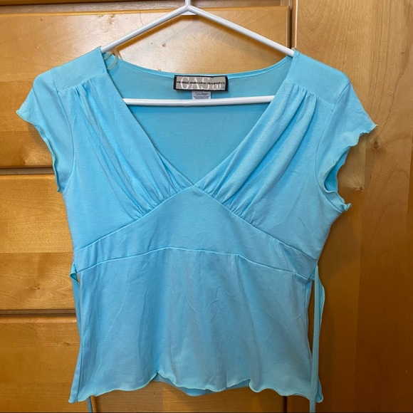 Tops - Blue Wrap Crop Top